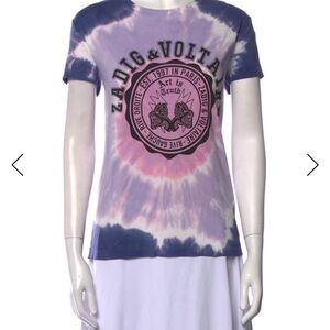 Zadig & Voltaire Tie-Dye Logo Tee in Purple and Pink